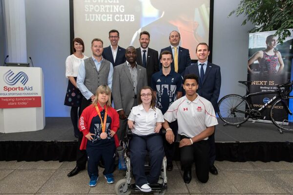 Ipswich Sporting Lunch Club-sportsAid September 2016. Zoe Newson, Ryan Crouch and Evie Edwards.